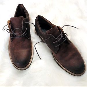 NEW ECCO Men's Kenton Plain Toe Tie Oxford Brown Leather & Suede Shock Point